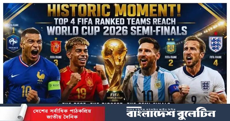 ইতিহাসে এই প্রথম র‌্যাঙ্কিংয়ের সেরা চার দল সেমিফাইনালে