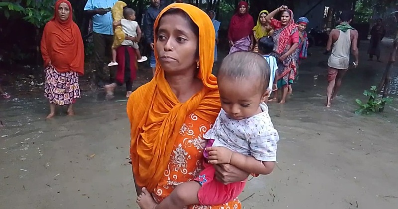 মনোহরদীতে জলাবদ্ধতায় পানিবন্দি শতাধিক পরিবার, দুর্ভোগ চরমে